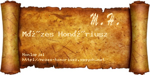 Mózes Honóriusz névjegykártya